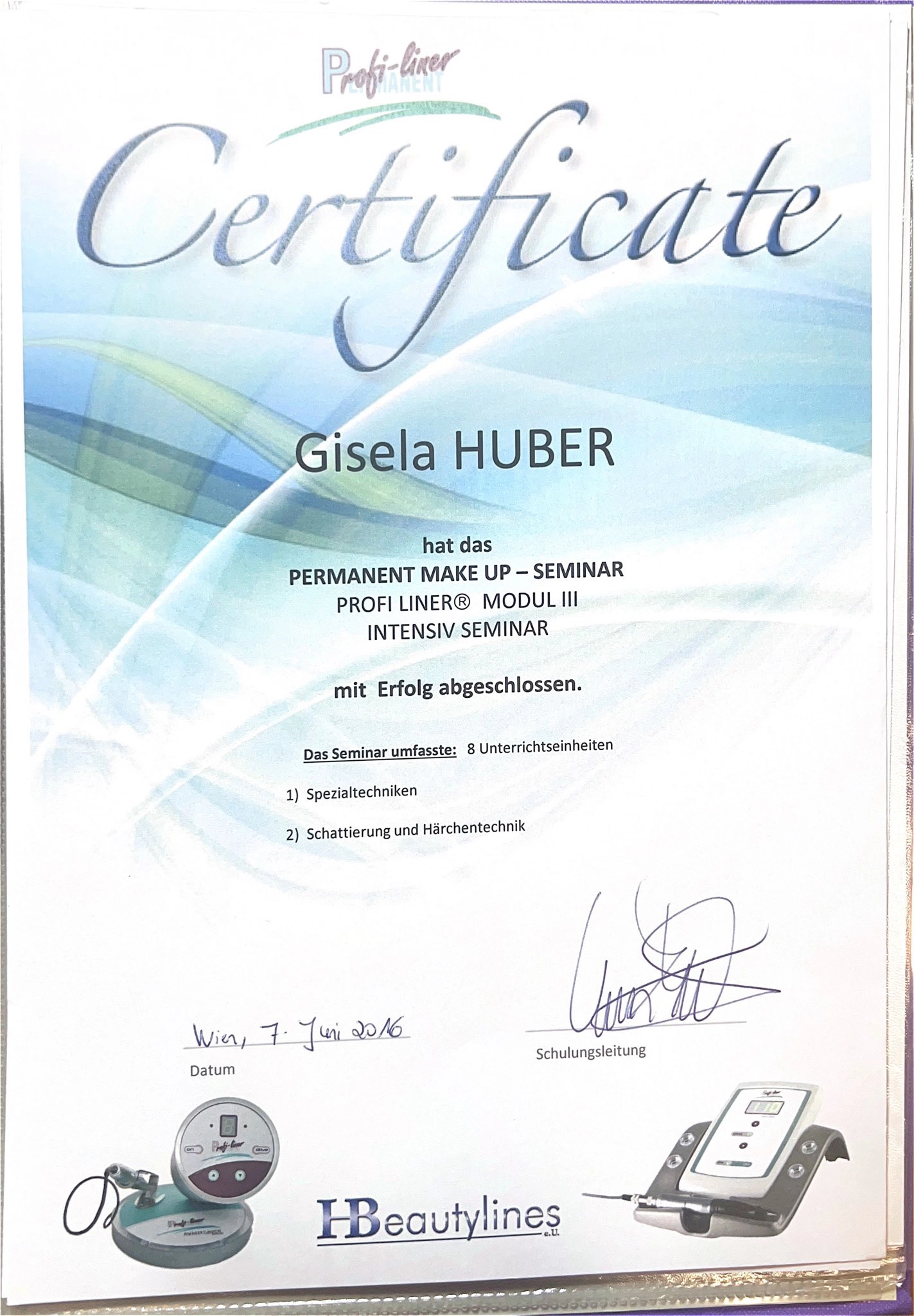Kosmetikhof Gisela Huber Zertifikat